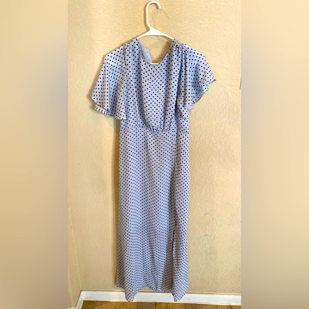 Baby blue and blackk polka dot dress